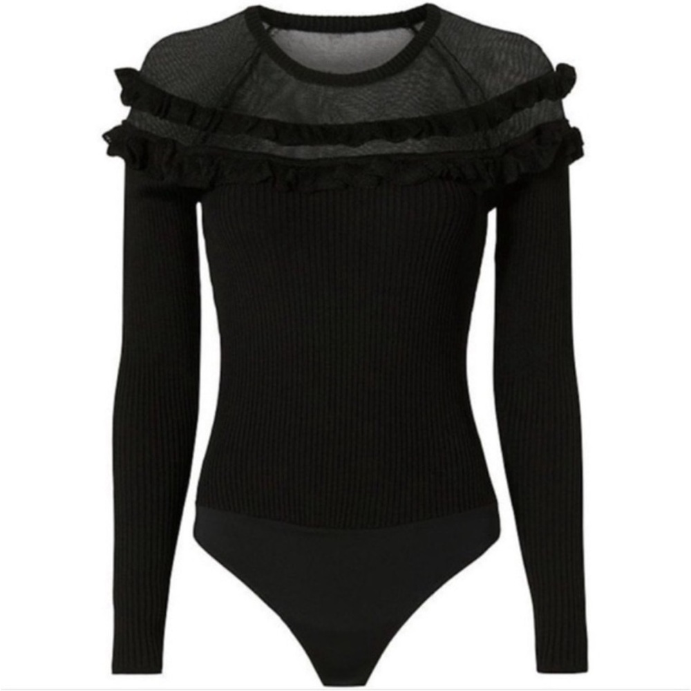 INTERMIX Elegant Black Ruffled Bodysuit 🖤like NEW